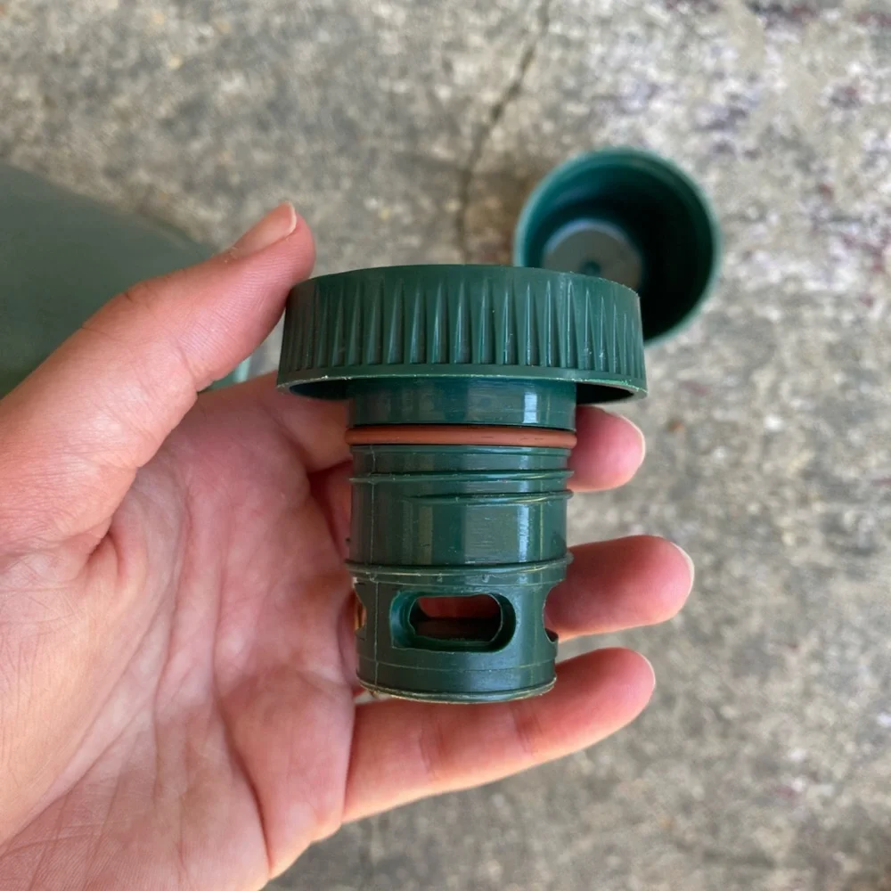 Vintage Retro Stanley Aladdin Green Thermos with Silver Top 1 Quart Hot and Cold